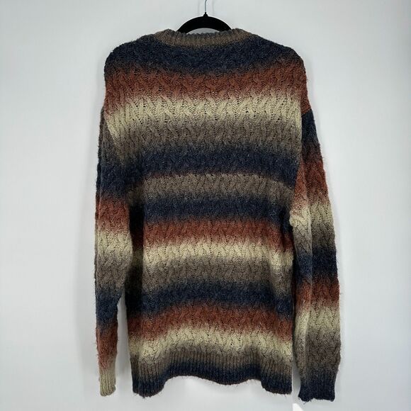 Zara Womens Cable Knit Sweater Size L Multicolor Stripes Soft Cozy Fisherman - Picture 3 of 9